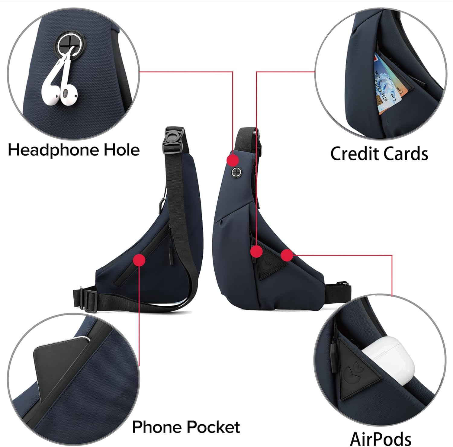 Small Sling Crossbody Bag Men Women, Lightweight Anti-theft One Strap Casual Chest Bag Slim Backpack for Outdoor Walking Trip Hiking Biking Blue - Image 5