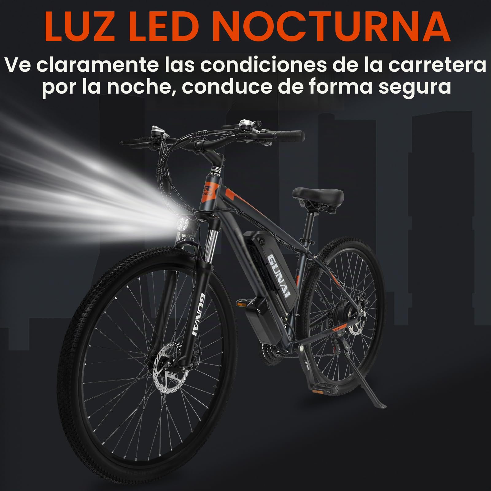 GUNAI Bicicleta Electrica Montaña Bicicleta Eléctrica 29" 48V 15Ah Bici Electrica Professional 21 Speed Gears Bicicletas Eléctricas LCD Display