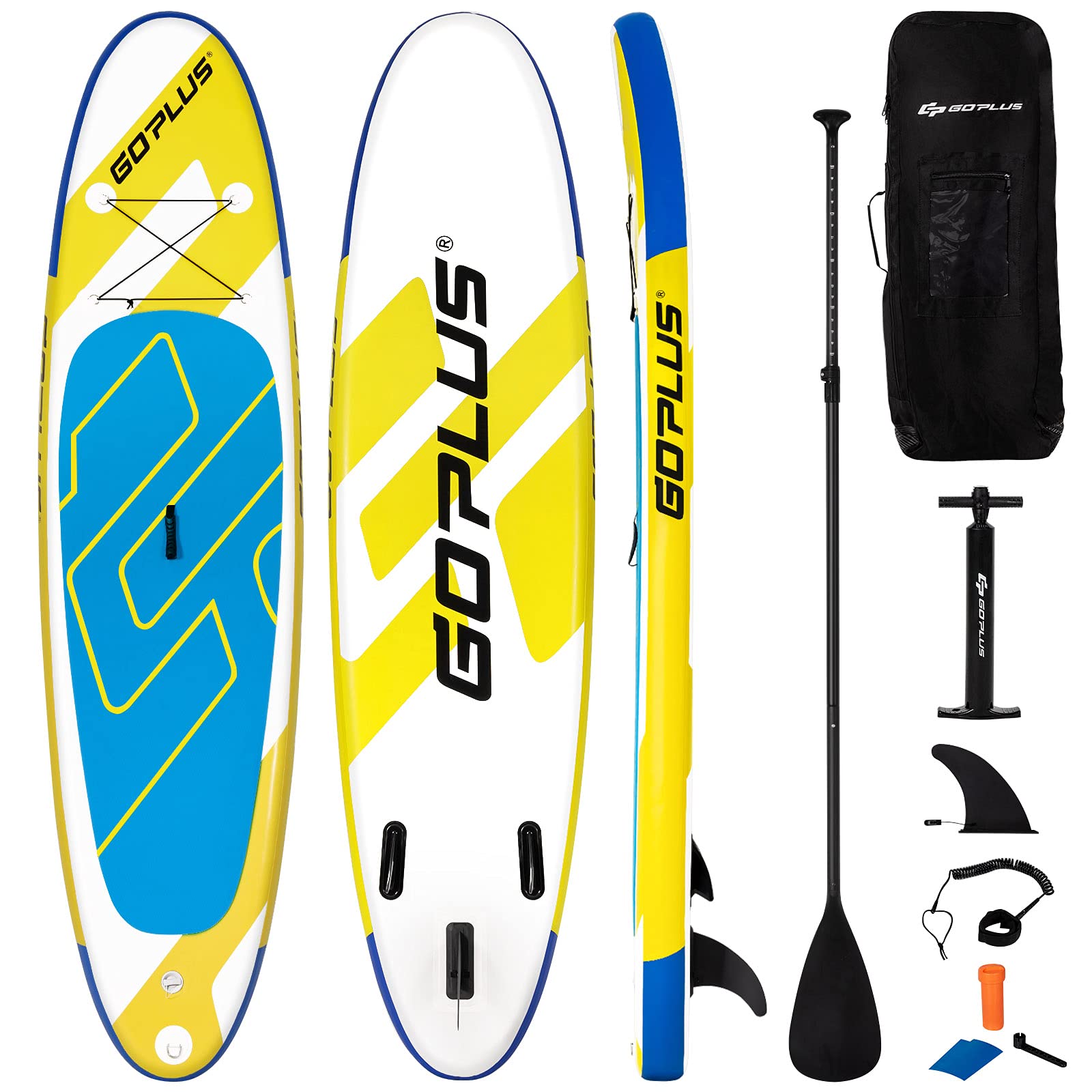 COSTWAY SUP Gonfiabile Adulti 305/335 cm, Stand Up Paddle Gonfiabile con Pinne, Leash, Pagaia, Pompa, Kit di Riparazione e Borsa, Carico Massimo 110 kg