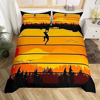 Feelyou Climbing Bedding Set Rock Climbing Duvet Cover for Kids Boys Girls Adventure Theme Comforter Cover Extreme Sports Bedspread Cover 1 Duvet Cover with 2 Pillowcases Queen Size