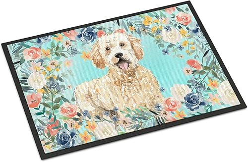 Caroline's Treasures CK3426MAT Goldendoodle - Tapete para puerta delantera, 18 x 27 pulgadas, para interiores y exteriores, para entrada,