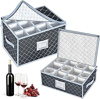 Vista 10 de VERONLY Caja de almacenamiento para copas de vino con divisores con capacidad para 24 estuches de almacenamiento de copas o recipientes de cristal