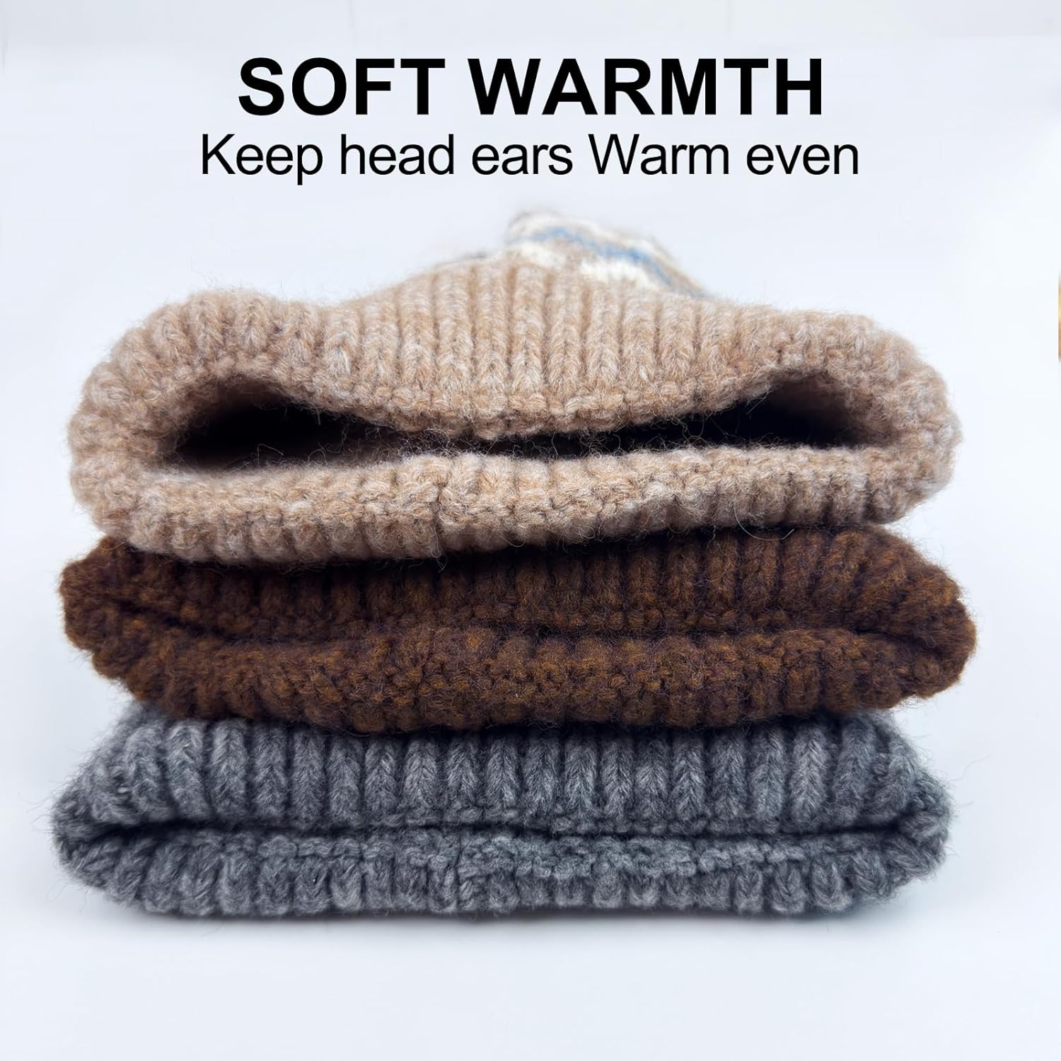 Stilldawn Winter Jacquard Beanie Hats for Women Men, Elegant Textured Knit Slouchy Beanie,Unisex Cuffed Beanie Cap for Skiin - Image 7