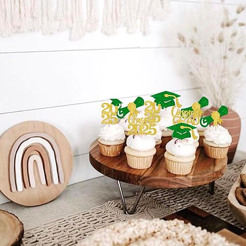 Miniatura 60 de Paquete de 24 adornos dorados para cupcakes de graduación 2025 con purpurina So Proud of You Done Diploma Graduation Cap Cupcake Picks Class of 2025