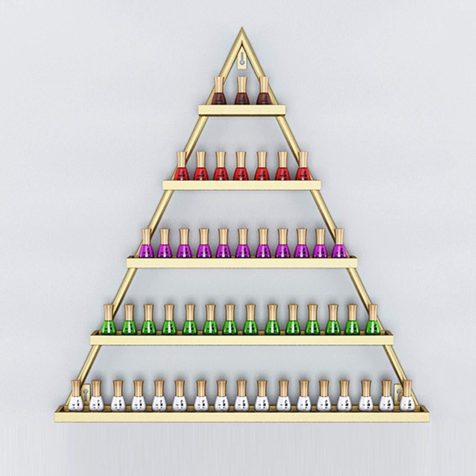 Bote triangular sencillo para esmaltes de uñas y organizador metálico de pared
