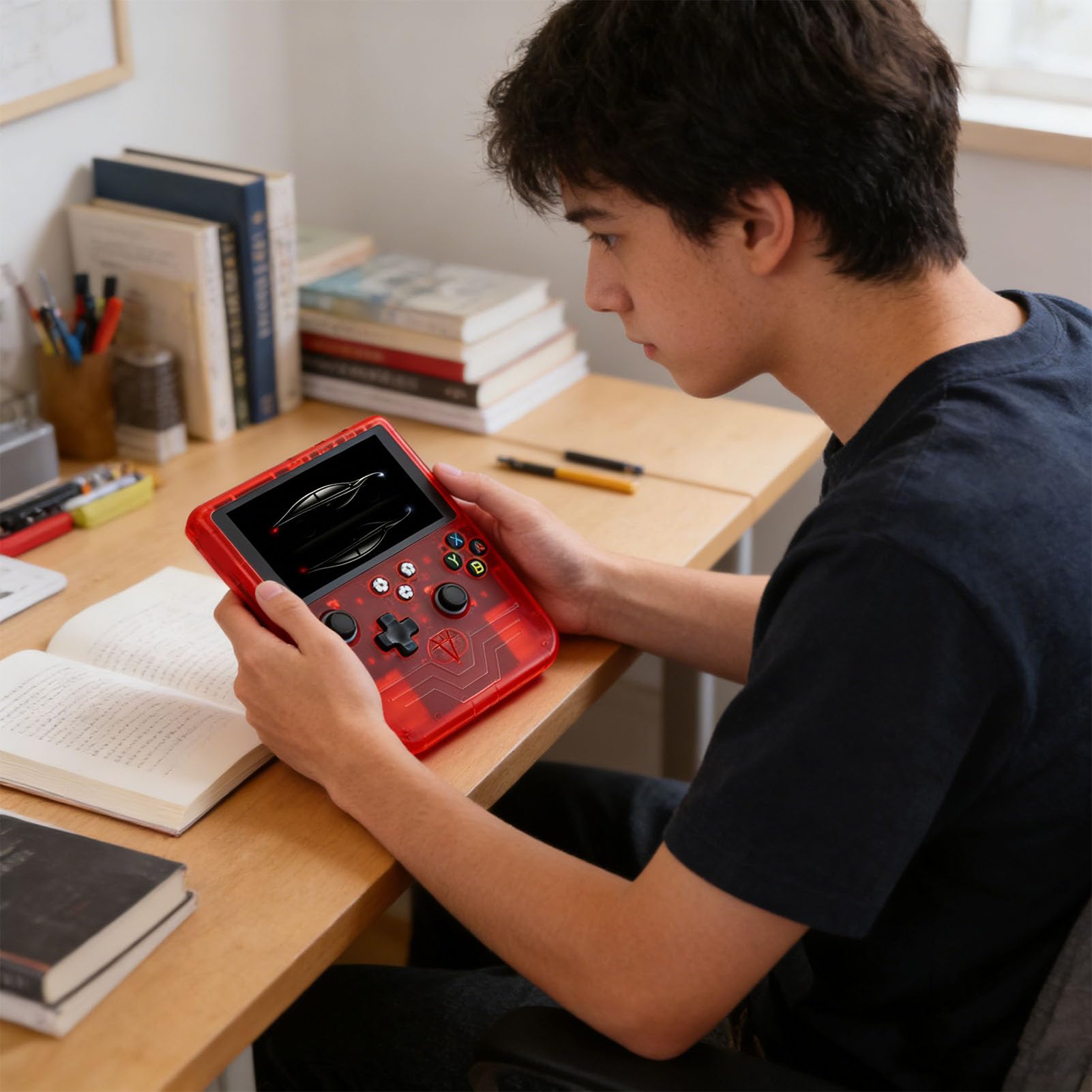 Wakects Console di Gioco Portatile, Console di Gioco retrò con Schermo HD da 6 Pollici, Doppi Joystick RGB, Memoria da 128 GB, Batteria da 6000 MAh, Dispositivo di Portatile per Viaggi e in Famiglia