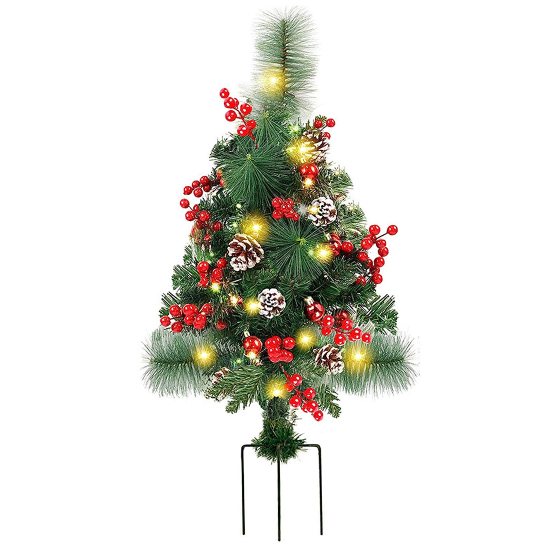 Sapin de Noël artificiel extérieur LED avec piquet de terre et trépied