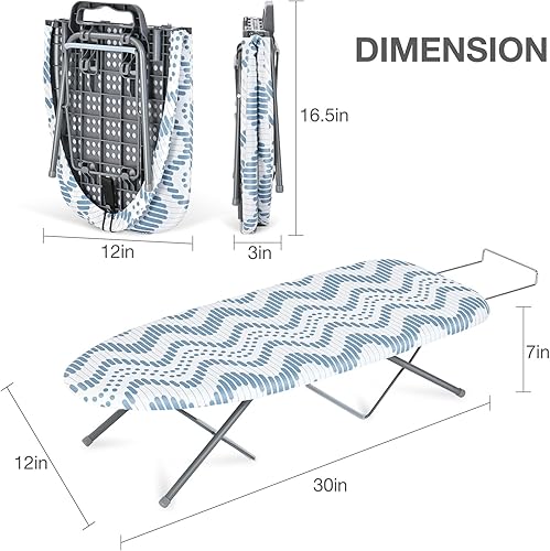 Miniatura 2 de APEXCHASER Tabla de planchar de mesa con soporte para planchar, tabla de planchar pequeña, cubierta extragruesa, tabla de planchar portátil de mesa