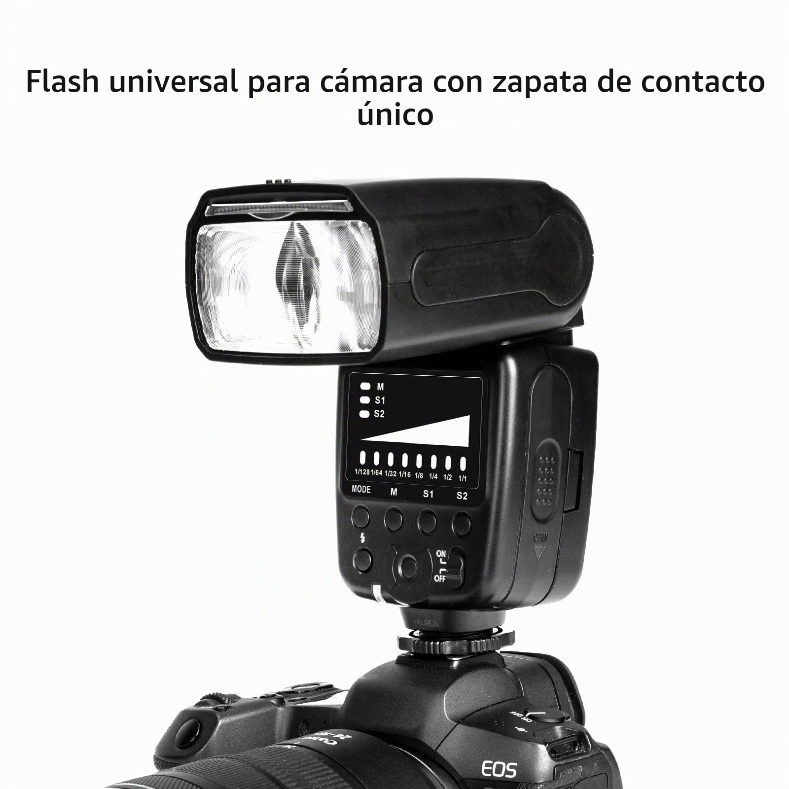 PHOTOOLEX Cámara flash Speedlite compatible con Canon, Nikon, Panasonic, Olympus Pentax y otras cámaras DSLR, cámaras digitales con zapata estándar, flash de cámara con 12 filtros de color