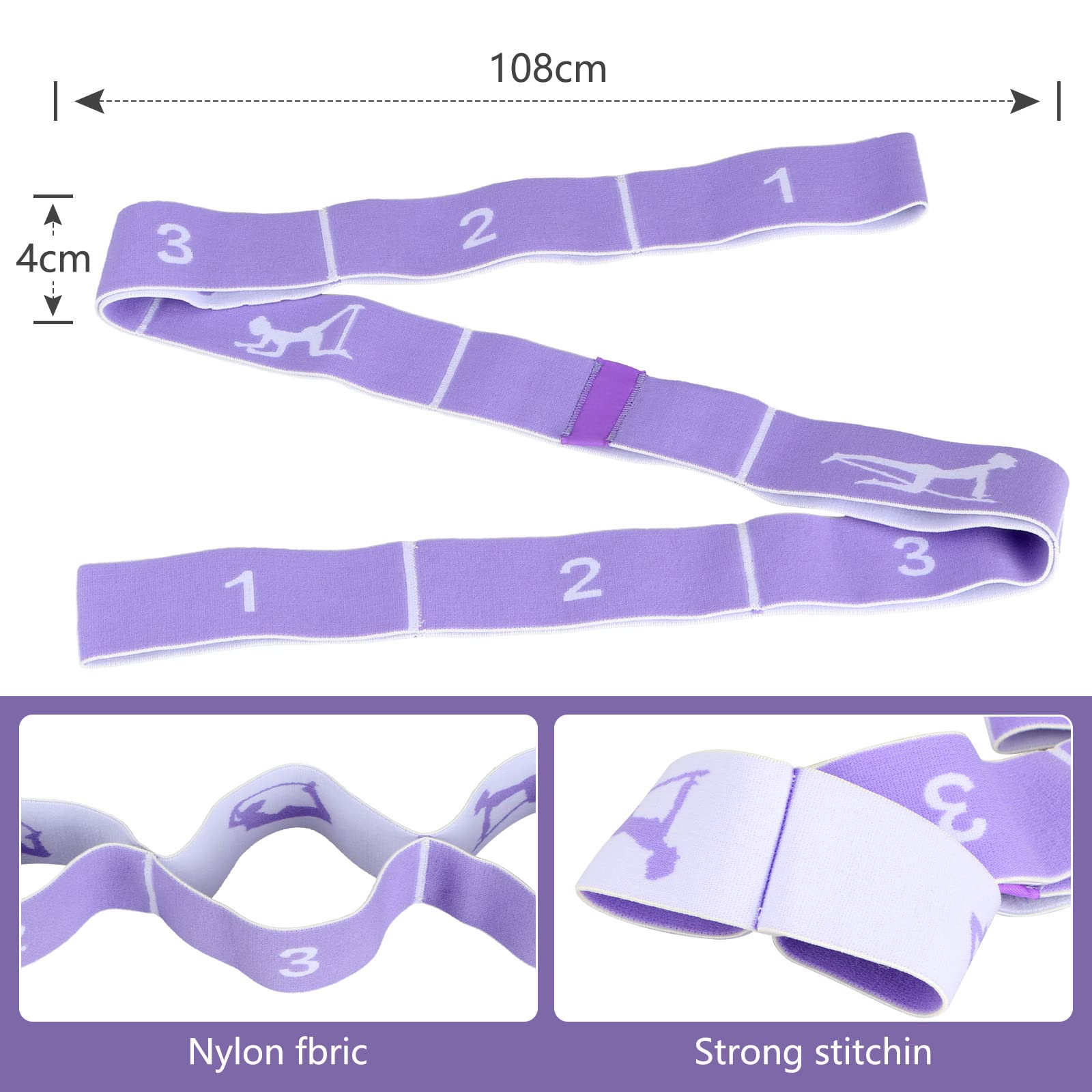 CLOPAE Fascia Yoga Elastico Fasce di Resistenza 9 anelli Elastici Fitness Bande Yoga Elastico Pilates Stretching Cinghia Sportiva Altamente Elastica