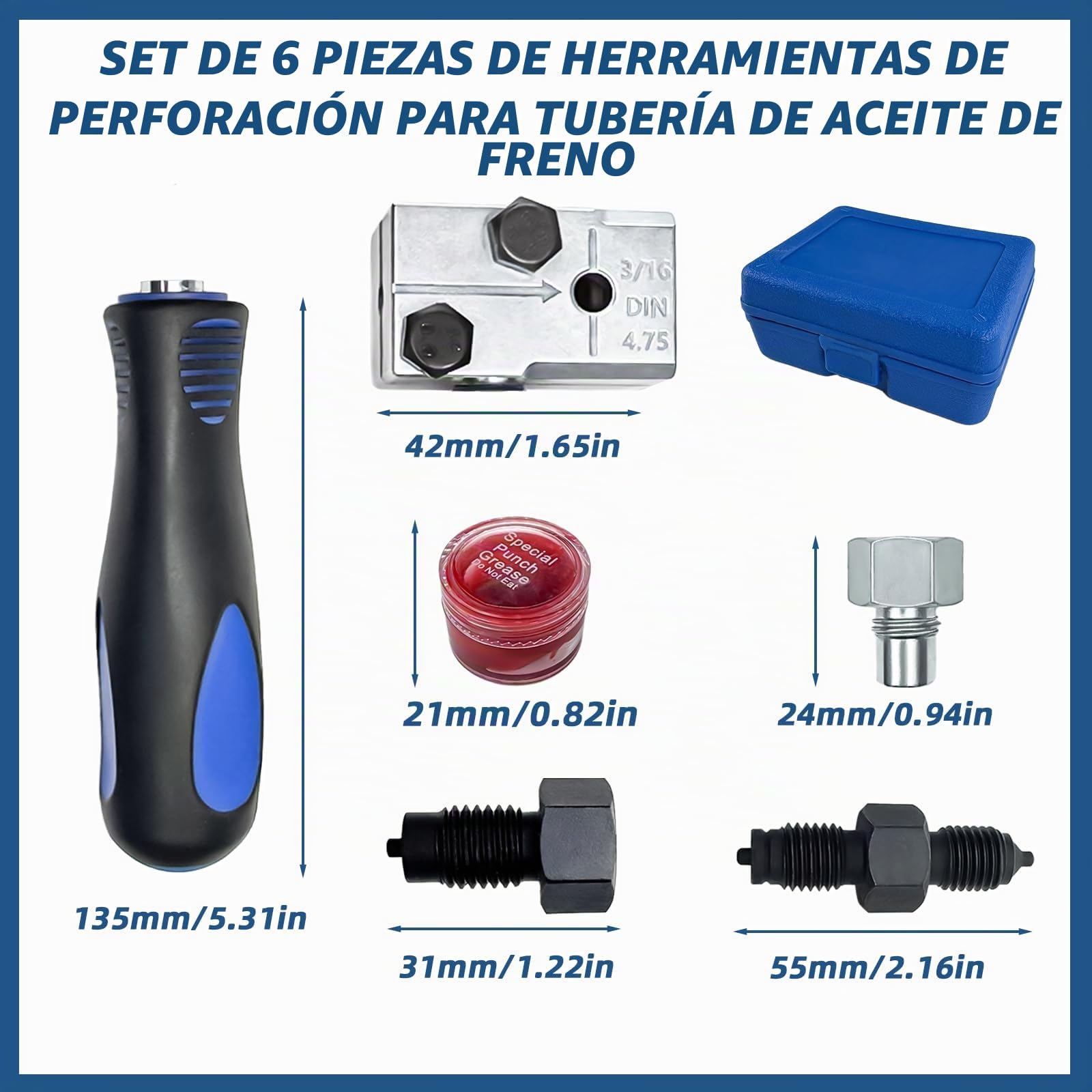 Cable de Freno para Rebordeador, Herramienta Abocardado Línea Freno Kit Herramientas Doble Abocardado de 3/16 Pulgadas para Sistemas de Frenado Hidráulicos de Coche