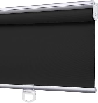 Blackout Roller Shades Cordless Roller Blinds with Heat Insulation Waterproof Fire Resistant Crease-Resistant Roll up Window Blinds for Home Easy to Install Black, Size 33 3/4" W x 48" H