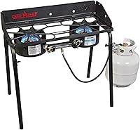Camp Chef Explorer EX60LW 2-Burner Stove - 60,000 BTU Modular Camping Stove with Windscreen for Tailgating & Emergencies