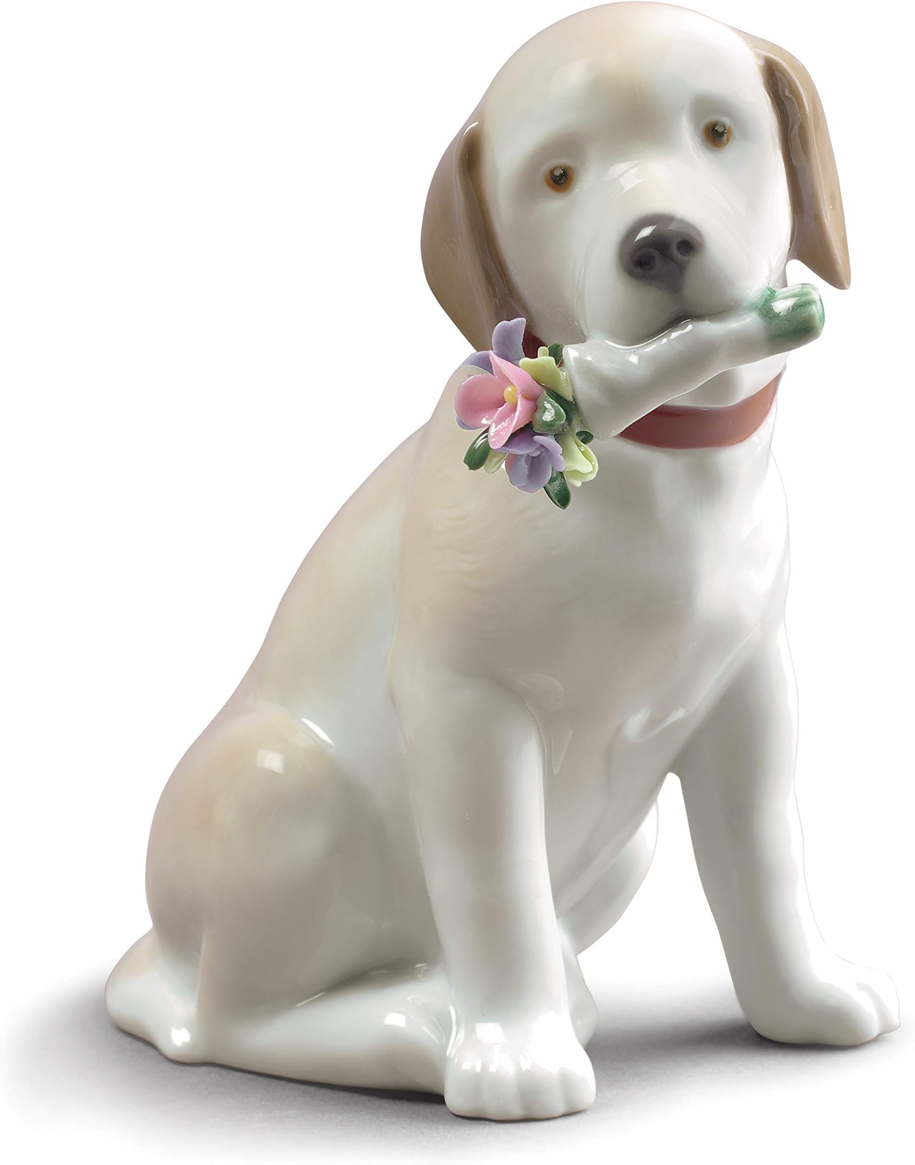 This Bouquet is for You Dog Figurine. Porcelain Dog Figure.