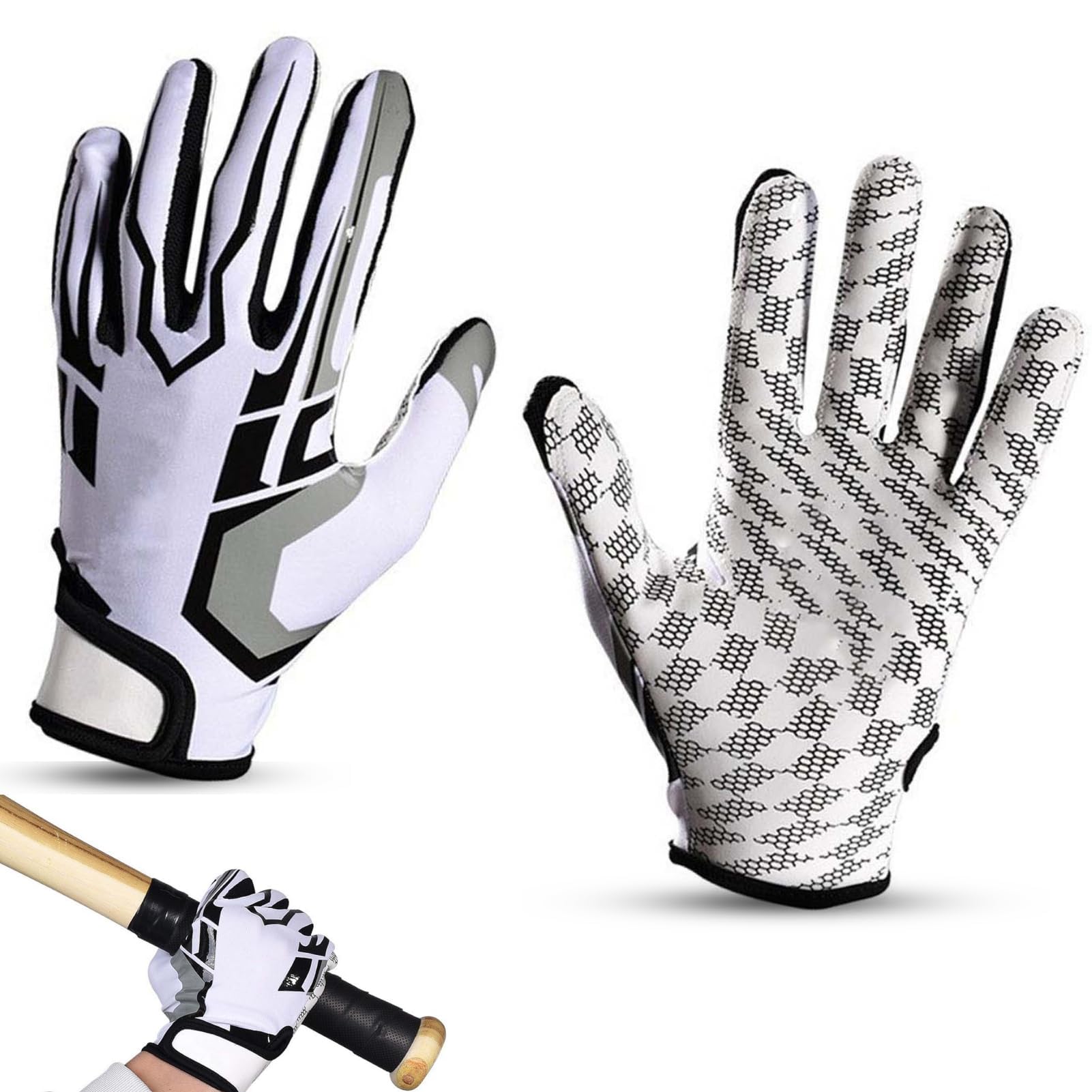 HERCHR Guantes Deportivos Antideslizantes, Guantes De Rugby De Fútbol Americano, Guantes Deportivos Transpirables con Dedos Completos, Protectores De Manos Deportivos, Producto Deportivo De Equipo