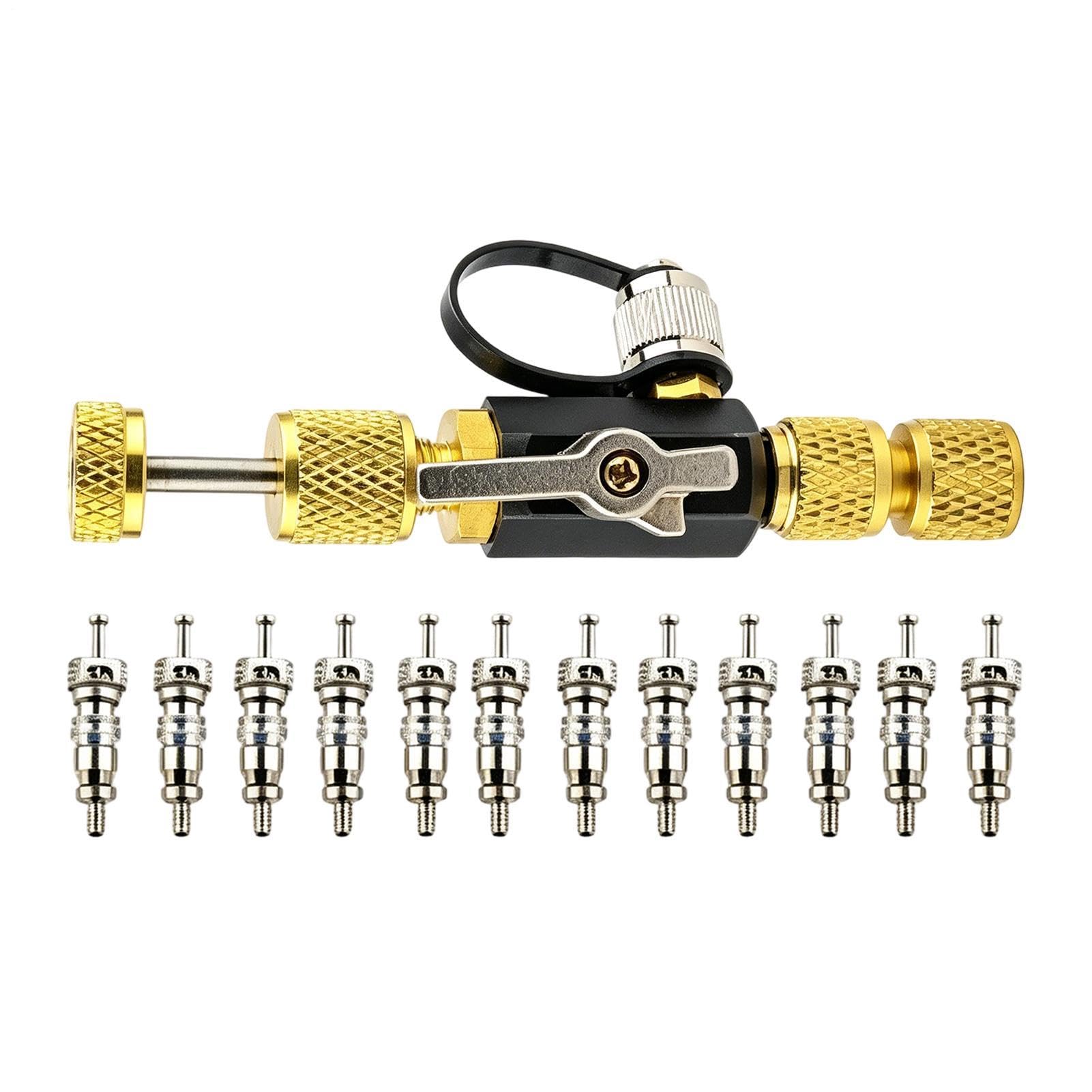 Valve Core Removal Tool 2 Size AC Extractor 5/16 1/4 With 14 Cores
