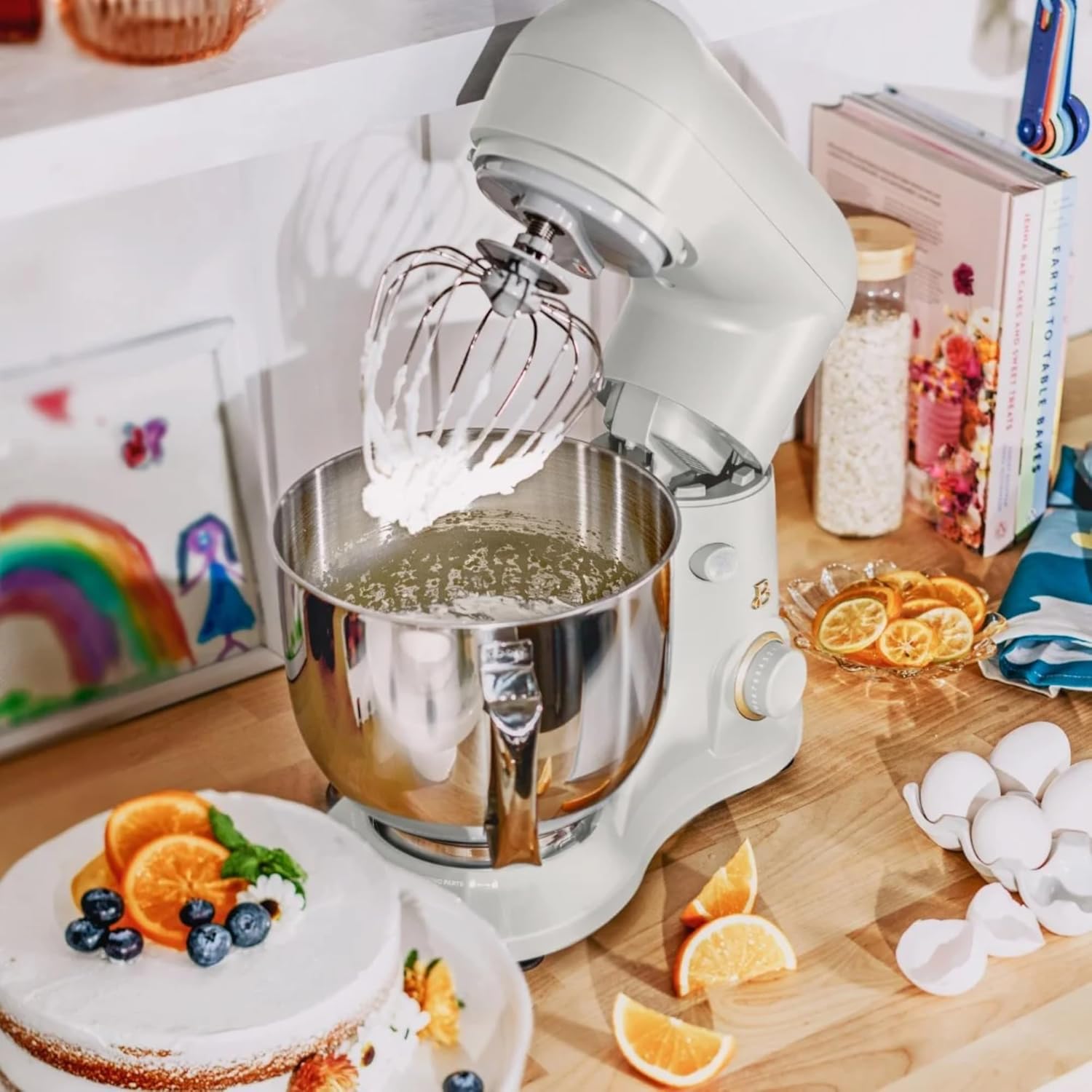5.3 Qt Stand Mixer, 300W Electric Kitchen Mixer with 12 Speeds, Tilt Head Design, Stainless Steel Bowl, Dough Hook Whisk Beater Splash Guard (White Icing)