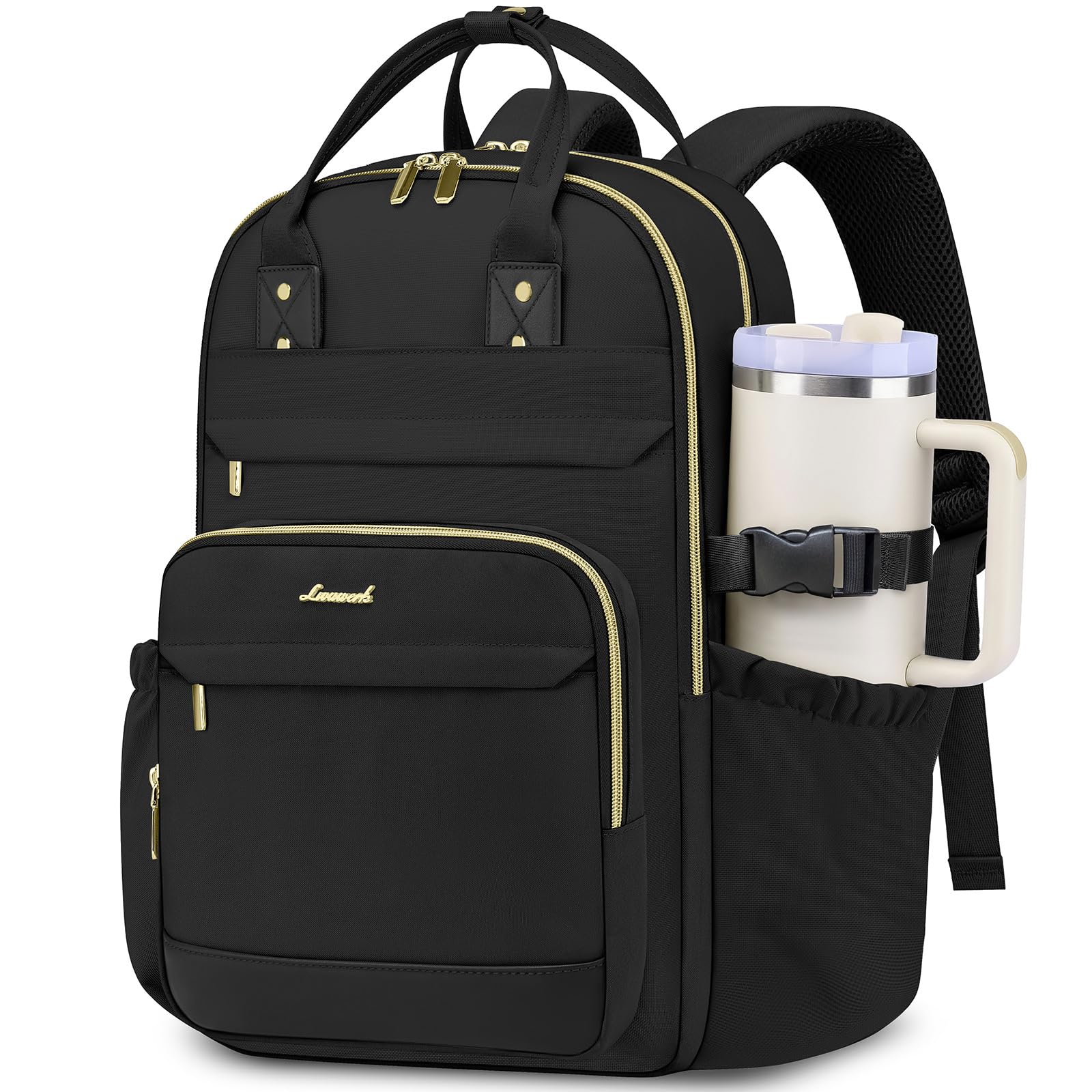 LIVUWERK Women Laptop Backpack College Bookbag: 15.6 inch Backpacks with Pouch Pocket for Large Capacity Cup Travel Waterproof Book Bag Anti-theft