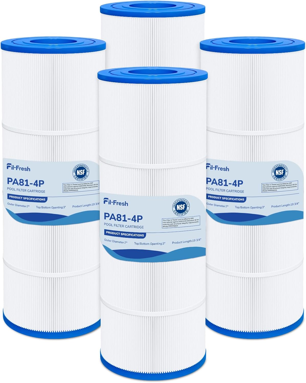 Fil-fresh C3030 Pool Filters Cartridge Compatible with Hayward SwimClear C3030, C3025, C3020, Replaces Hayward CX580XRE, Pleatco PA81, Unicel C-7483, 4×81 sq. ft, 4-Pack