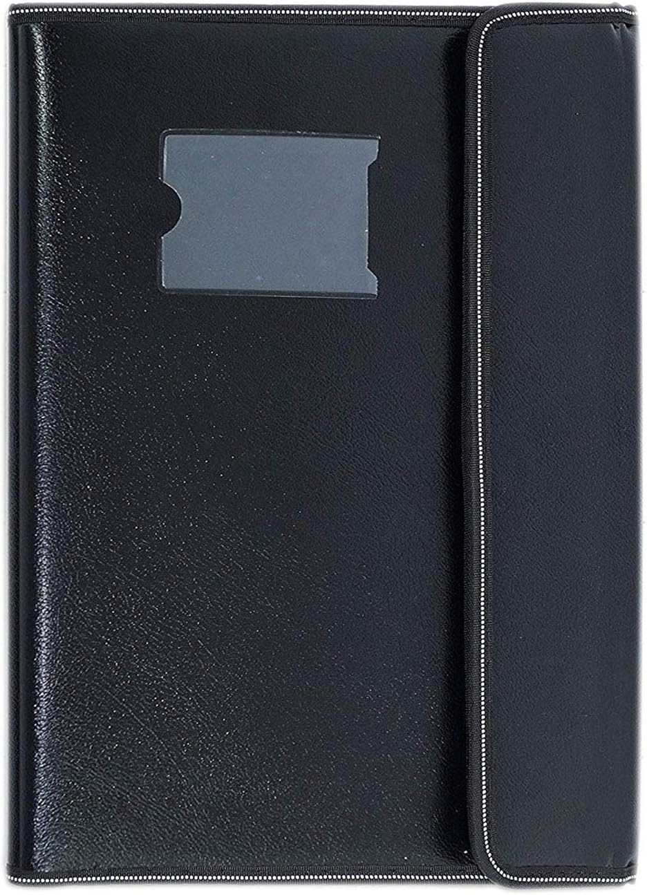 MASSELL Executive Professional Document File Folder for Legal Size Certificate Document Organizer - 10 Display Pockets - Black