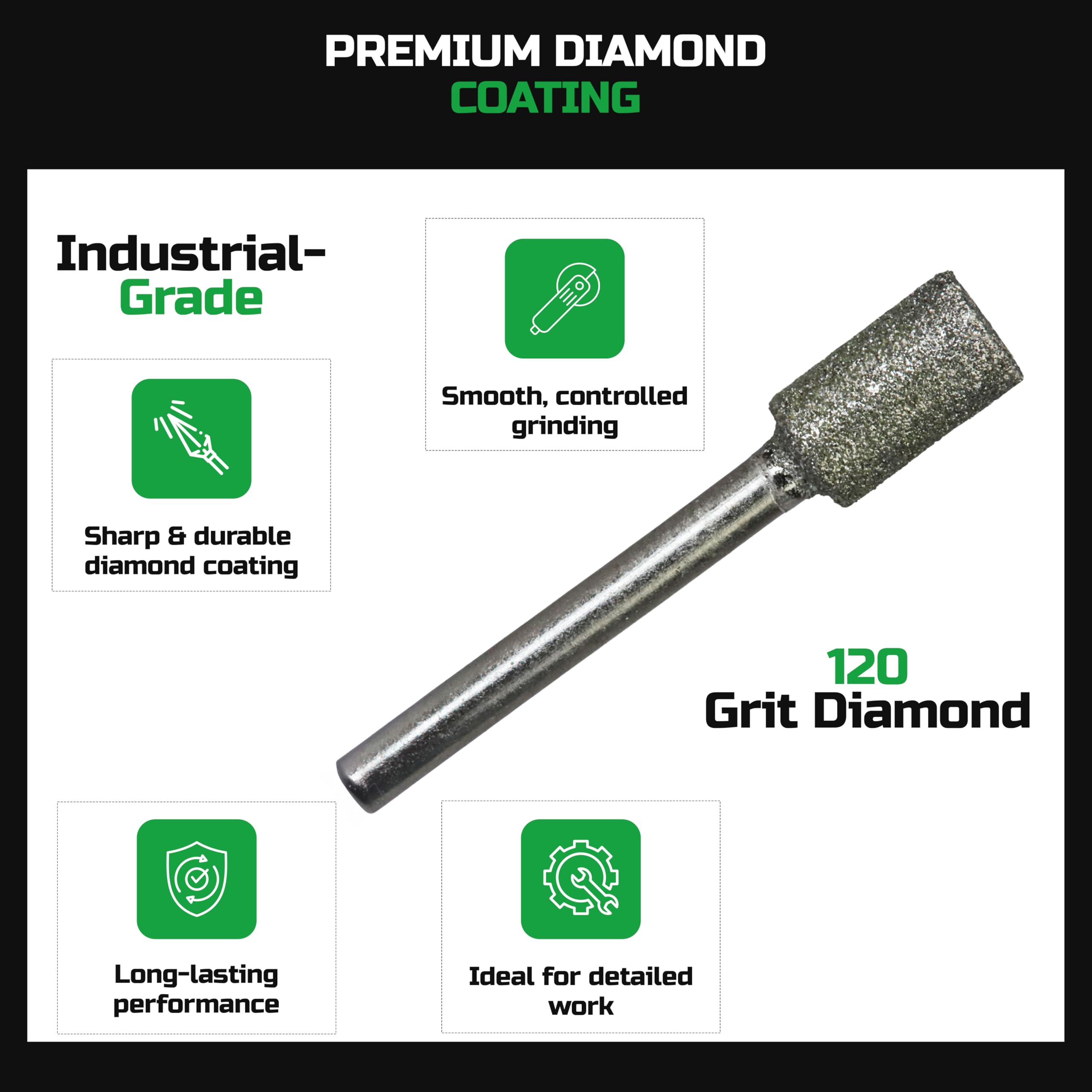Diamond Burr Bits 20-Pc 1/8" Shank 120 Grit for Dremel Rotary Tool — Amazon image 3