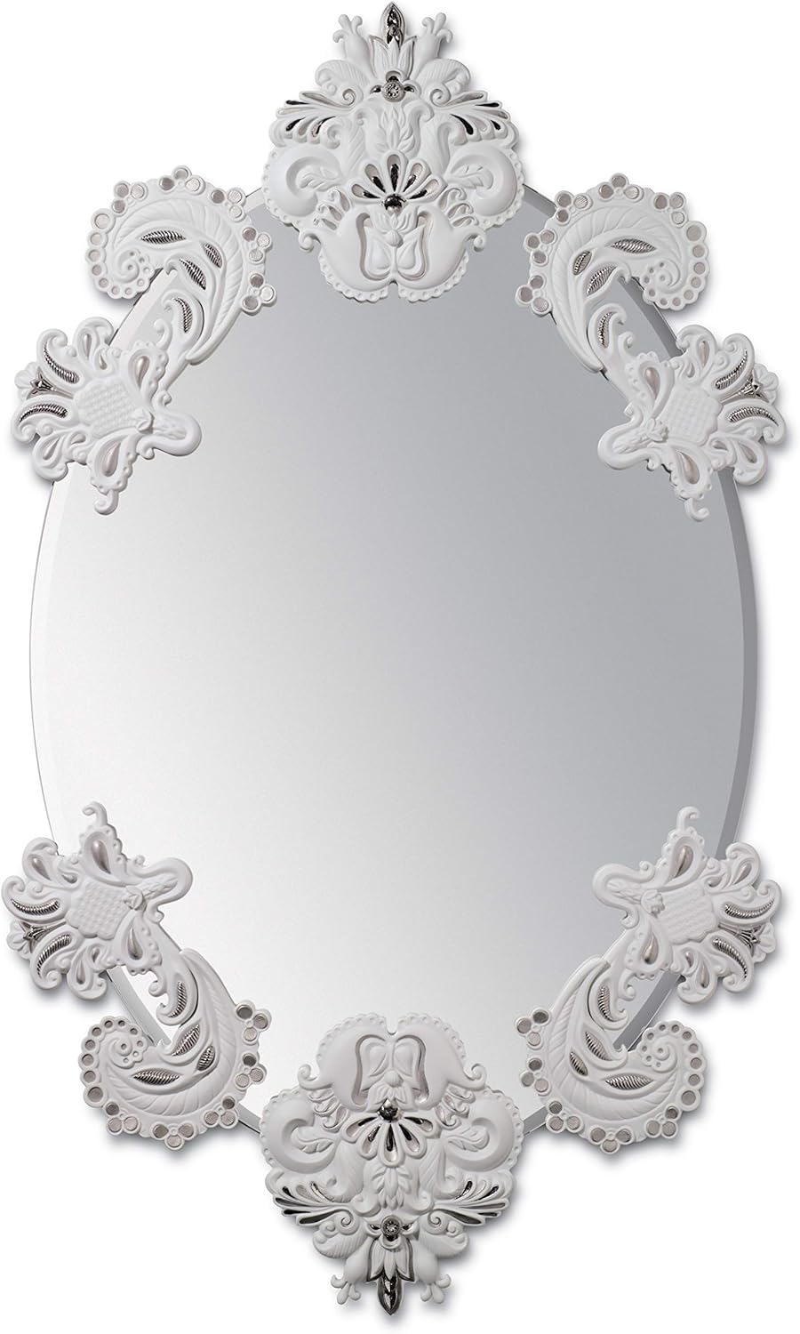 LLADRÓ Oval Wall Mirror Without Frame. Silver Lustre