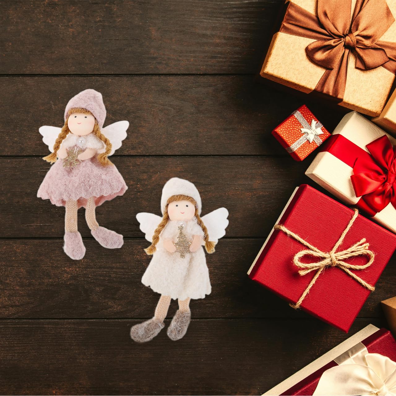 IMIKEYA 2 Stück Plüsch Engel Weihnachtsbaumschmuck Anhänger Weihnachtsbaum Ornamente niedliche Plüsch Engel Weihnachten Christbaumschmuck Weihnachtsbaumanhänger für Festliche Deko