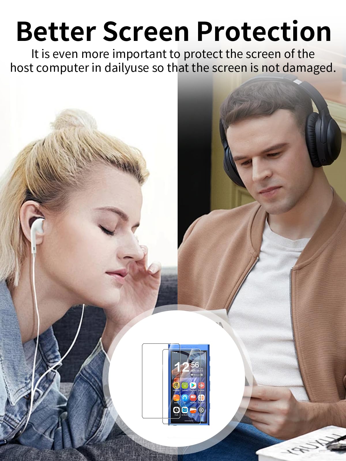 2-szt. zestaw ochroniaczy ekranu do odtwarzacza audio HiBy M300, odpornych na zużycie i o wysokiej rozdzielczości, odpornych na zarysowania i odciski palców