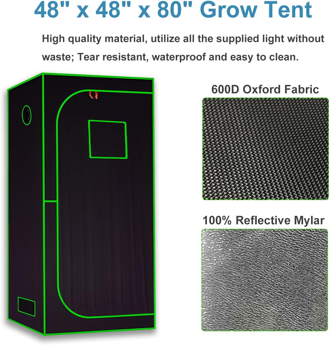 4x4 Grow Tent Kit Complete High Reflective Mylar Indoor Grow Tent 48"x48"x80"+ LED Grow Light Combo Hydroponics Indoor Plant Growing Tent System (Upgraded Grow Tent Kit with Carbon Filter)
