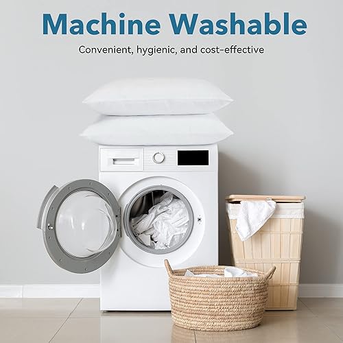 Miniatura 6 de SILUI Juego de 2 almohadas tamaño Queen, suave, plana, hipoalergénica, de felpa, alternativa para dormir de espalda, estómago o de lado, 20 x 30