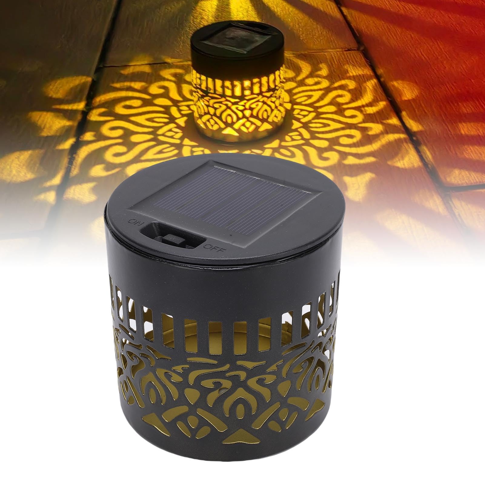 Muiltvoe Solar Fence Lights, Flower Pattern Decorative Lighting with Warm Yellow Light and IP55, for Garden Patio Backyard Wall