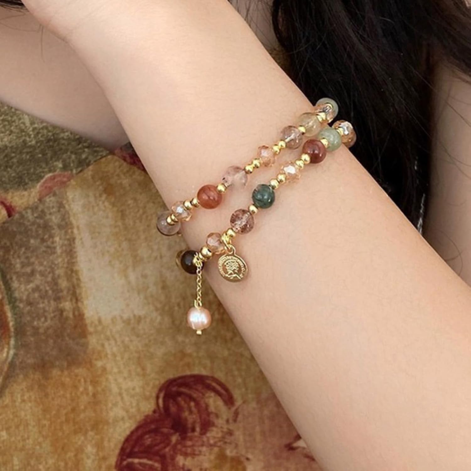 Gold Beaded Bracelets Charm Bracelets for Women Pearl Acrylic Bracelet Birthday Jewelry Accessories Gifts for Women - Image 3