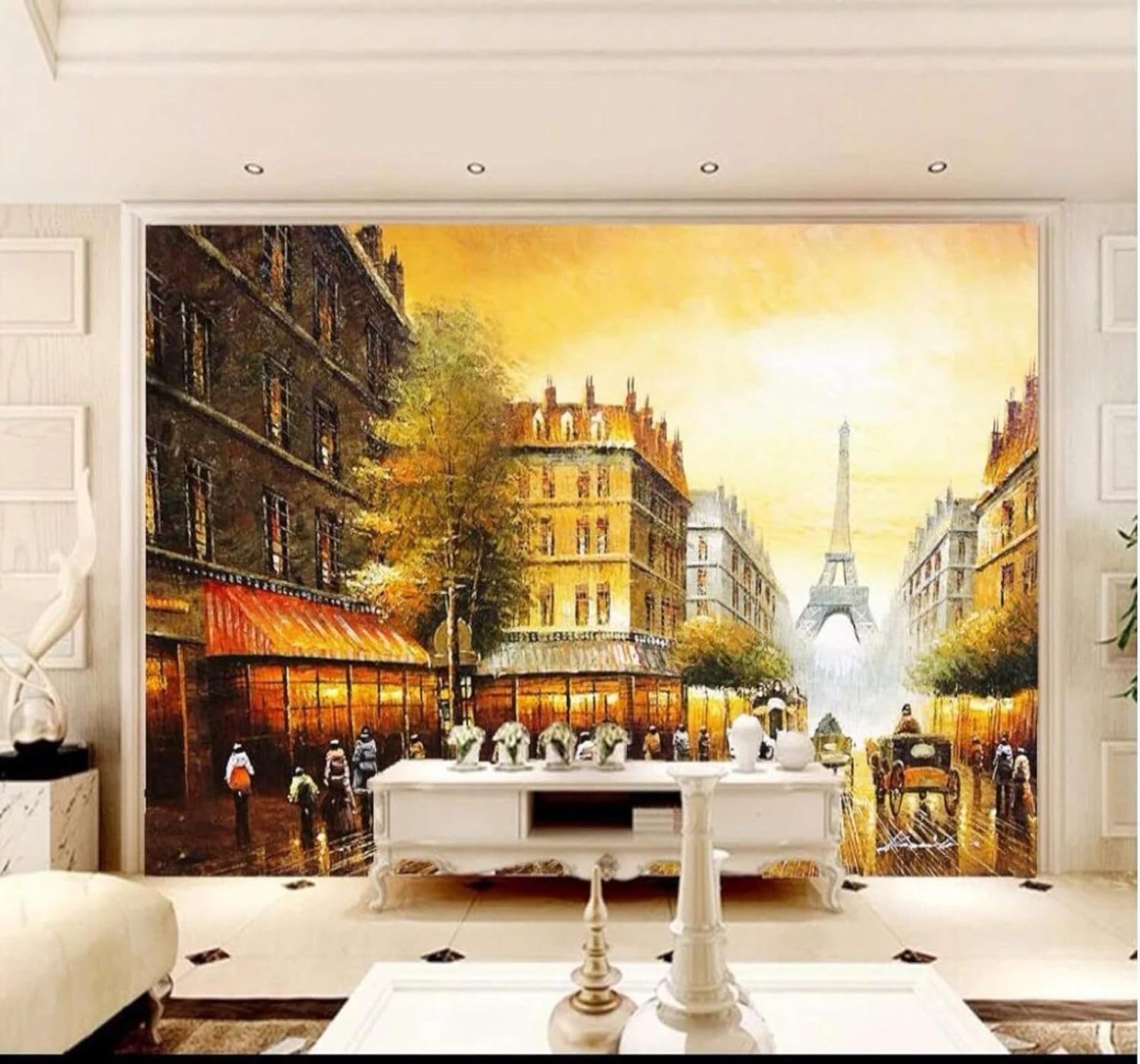 XLMING Vintage Three Dimensional Gold City Architecture Street Scene 3D Wallpaper Premium Textured Silk Study Dining Living Room Bedroom Sofa TV Wall Easy Install-200cm×140cm