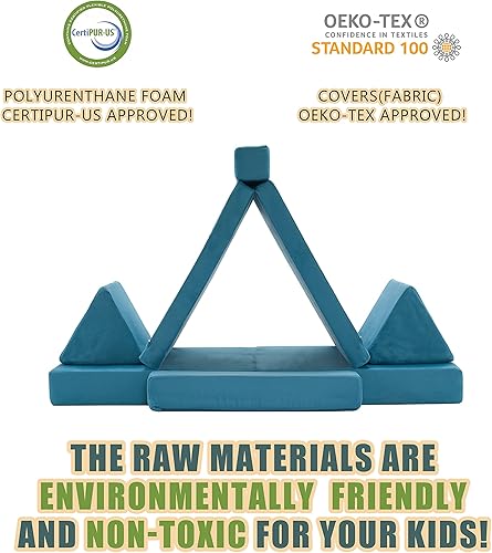 Miniatura 27 de jela Sofá de juego para niños, tamaño extendido, 8 piezas para la familia, sofá modular de espuma para niños y adultos, juego de casa de juegos para