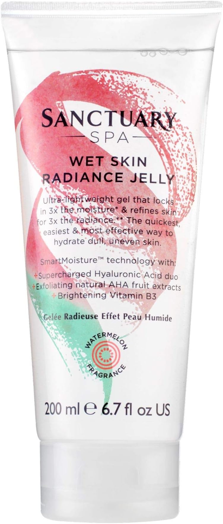 Sanctuary Spa Body Moisturiser, Wet Skin Radiance Jelly, Fast Absorbing, In-Shower Product, Watermelon Fragranced, Suitable For All Skin Types, 200ml