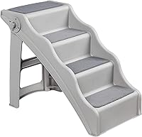 Amazon Basics Foldable Non-Slip Pet Stairs for Small Dogs Cats Seniors - Easy Climb 14.6x22.75x19.5 Grey