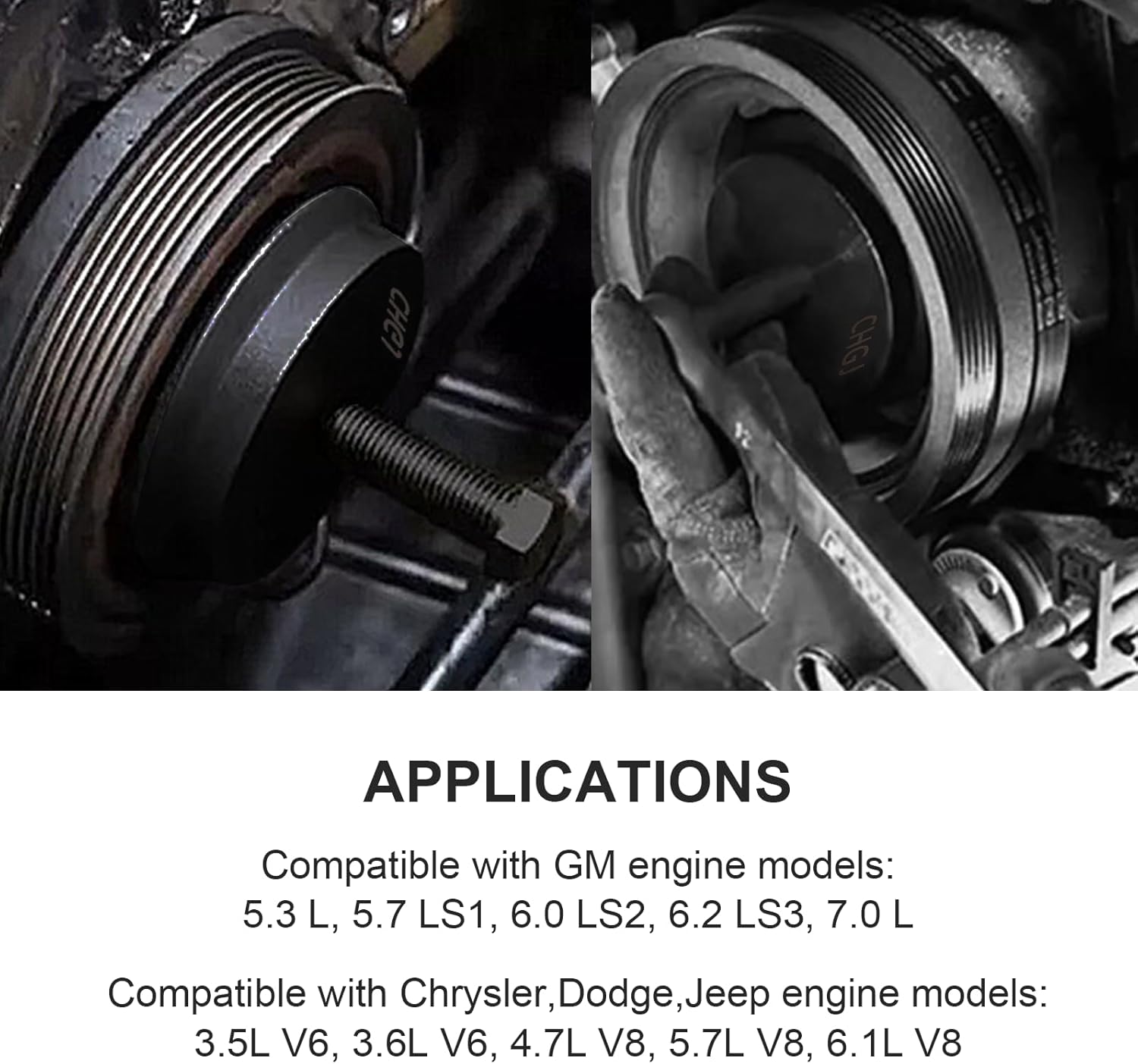 LS Harmonic Balancer Puller & Crank Puller,CNC Precision Machined from Solid Steel Billet,Compatible with GM Chrysler Jeep Dodge, 25264 Crank Pulley Removal Tool