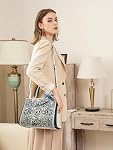 FOXLOVER Leather Purses for Women Vintage Embroidery Top-Handle Handbag Crossbody Womens Handbag Anti Theft Ladies Tote