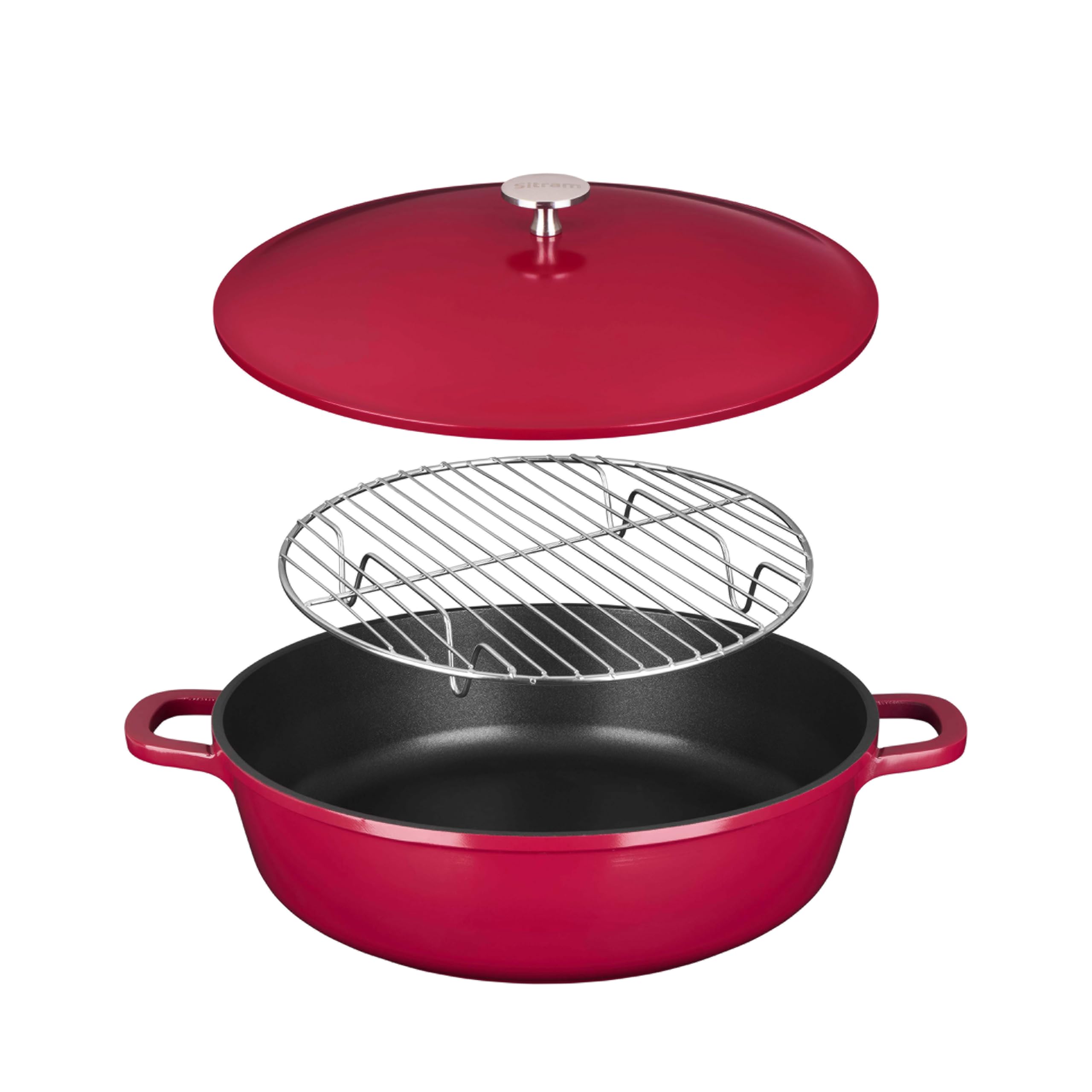 Sitram 716946 Sauteuse Multifonction 6-en-1, 28 cm, 4,3 L, fonte d'aluminium rouge