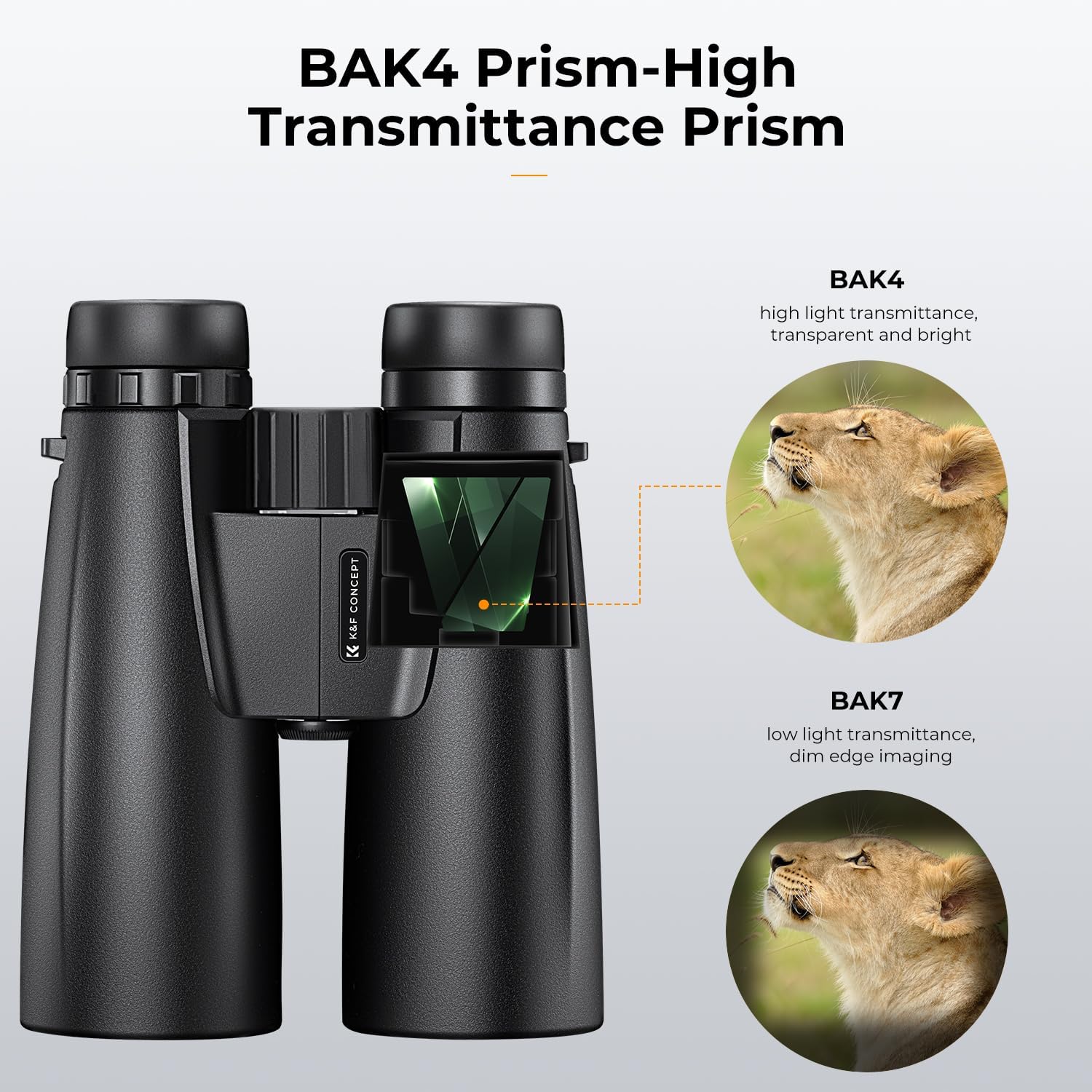 K&F Concept® 12X50 Binoculars Telescope with Smartphone Adapter, Tripod Adapter, Cleaning Cloth, FMC Lens BAK4 Prism for Adults, HD Binoculars for Bird Watching Hunting Hiking Camping Travelling