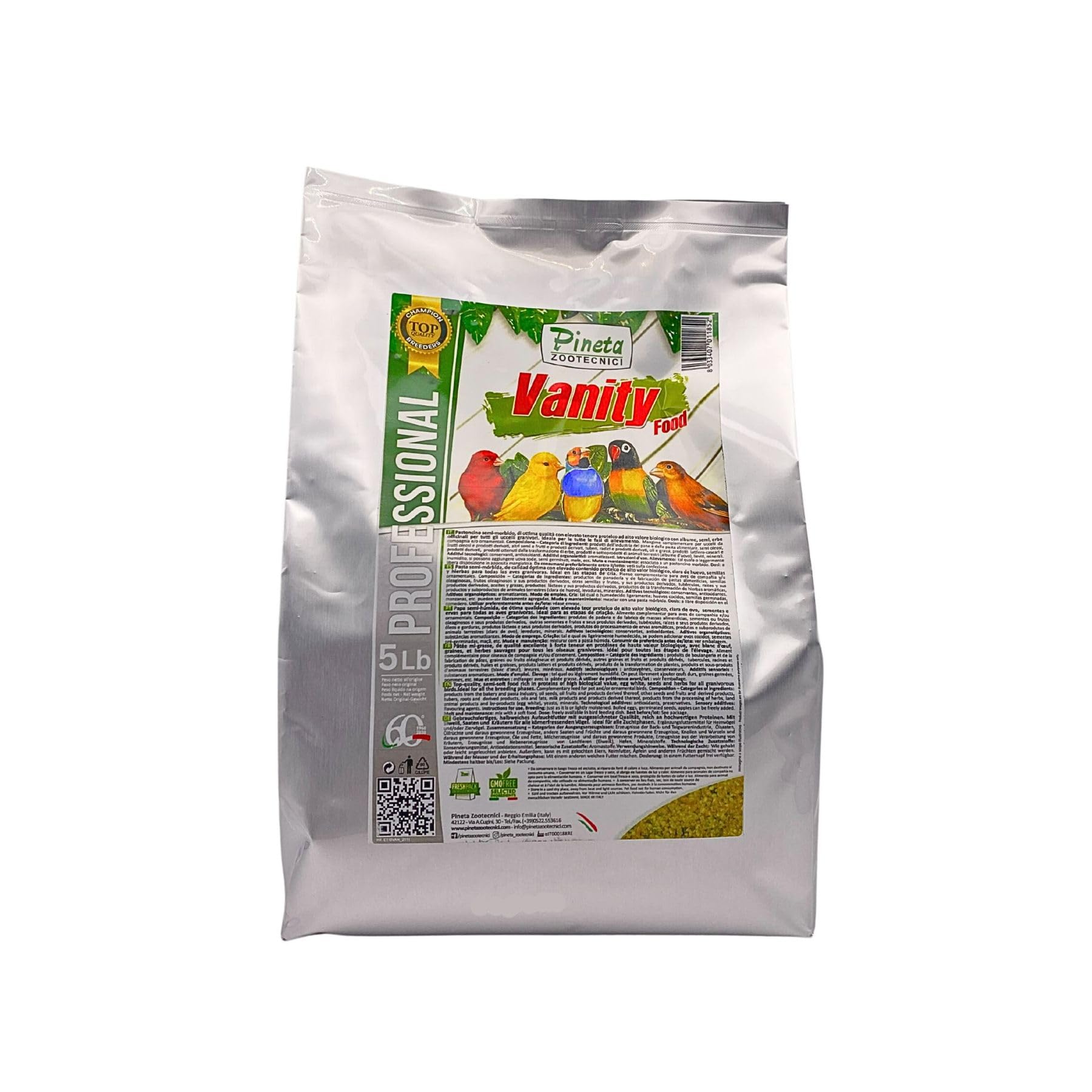 Vanity Food 5Lb – Canary Food complete Bird Supplement Nutrition Diet with Protein and Healthy Fats, Semi-Morbid Paste for Pigeons, Parrots and Poultry, for Breeding and Molting Periods