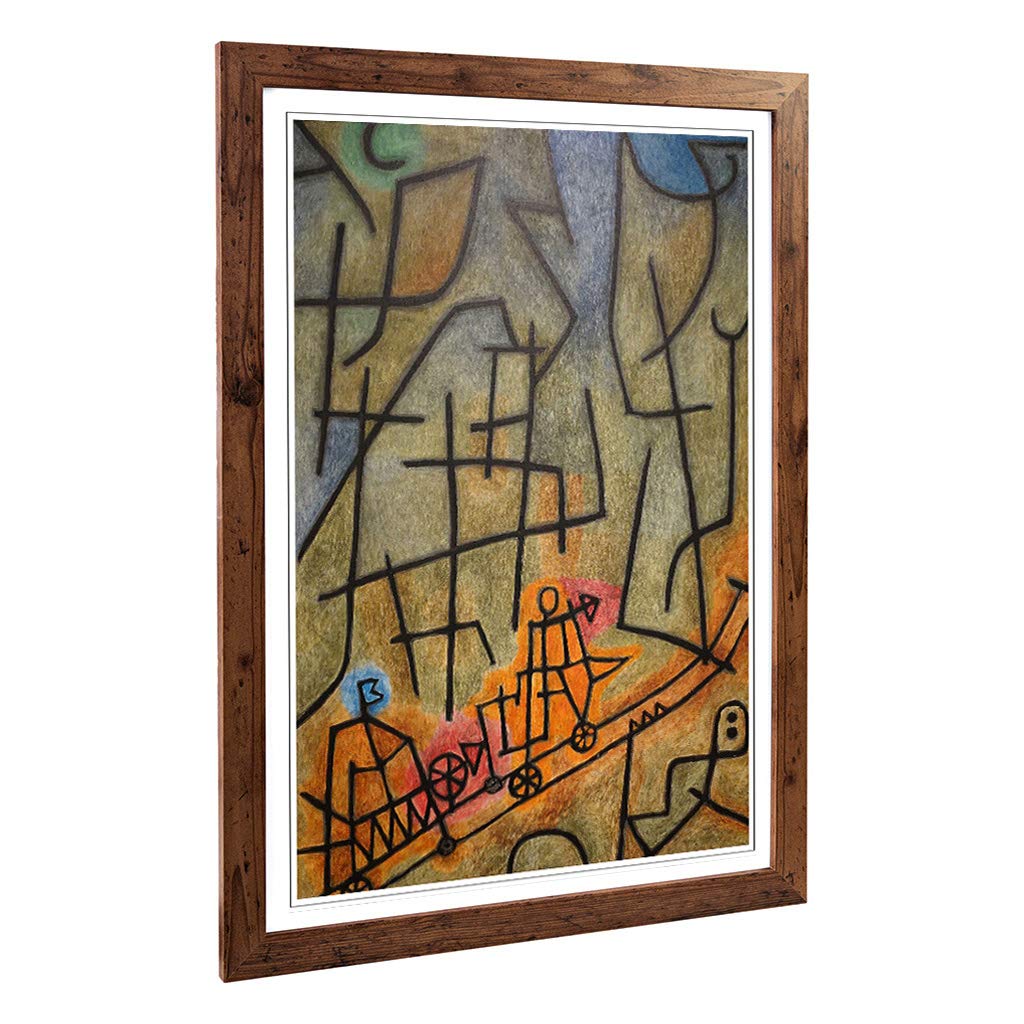 Big Box Art Framed Print of Paul Klee Conquest of The Mountain Design | Wall Art Picture | Home Decor for Kitchen, Living Room, Bedroom, Hallway, Walnut, A2 / 24.5x18 Inch / 62x45cm