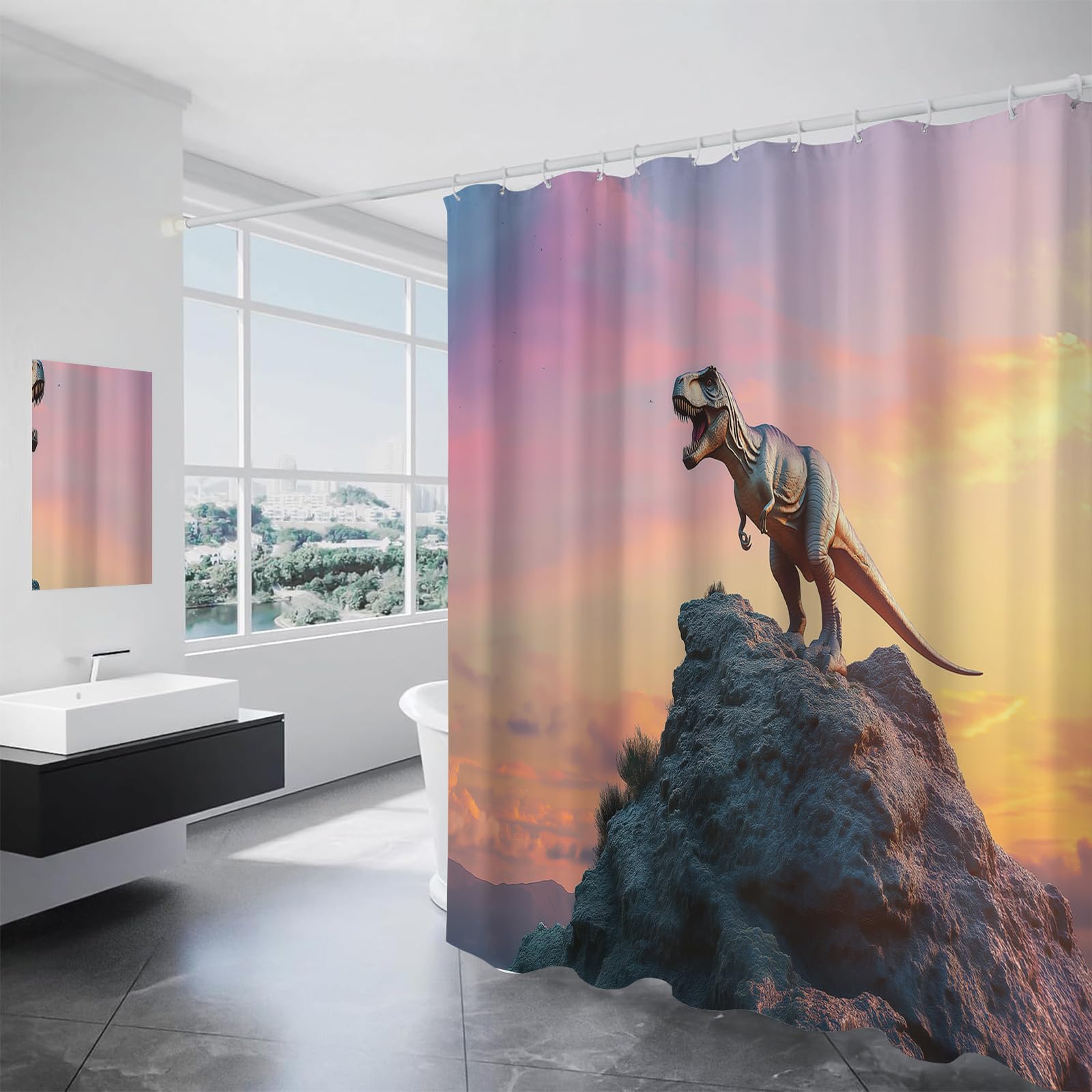 Rideau de douche dinosaure pour transformer la salle de bain des enfants