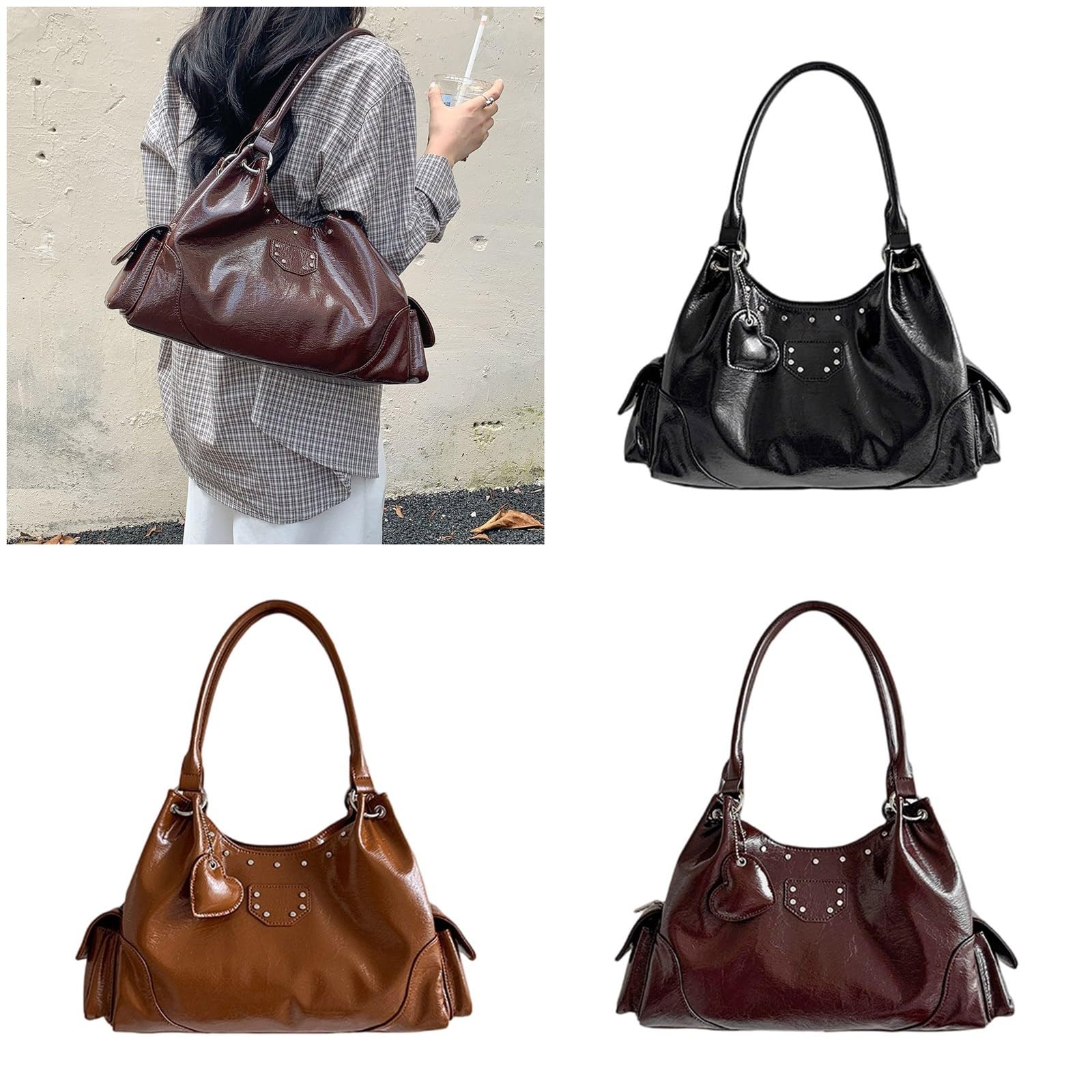 Bolso moderno con textura para axilas, amplia capacidad
