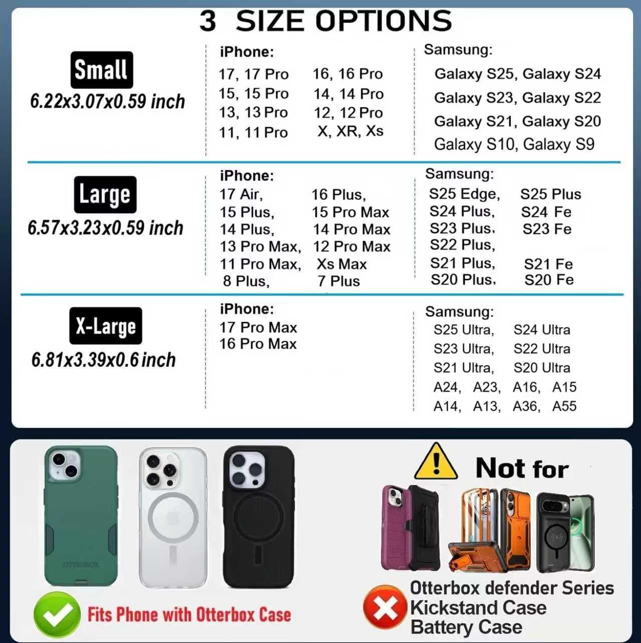 Cell Phone Holster for iPhone 17 16 Pro Max, Samsung Galaxy Ultra S25 S24 S23 S22 S21 Note 20+ Plus Note 10+ A23 A13 A21 A54 5G Google Pixel Pro Case with Belt Clip (Fits Phone with Case on) - Image 2