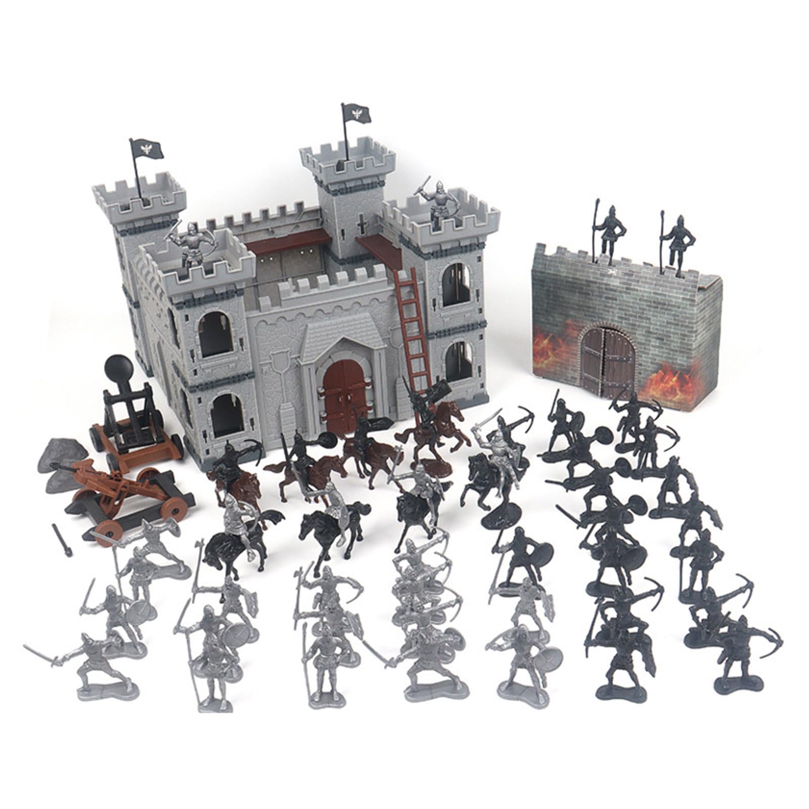 Modelo Coleccionable De Castillos con Motor De Asedio De Caballería con Artesanía Detallada para Entusiastas del Uso De Exhibición Conjunto Modular