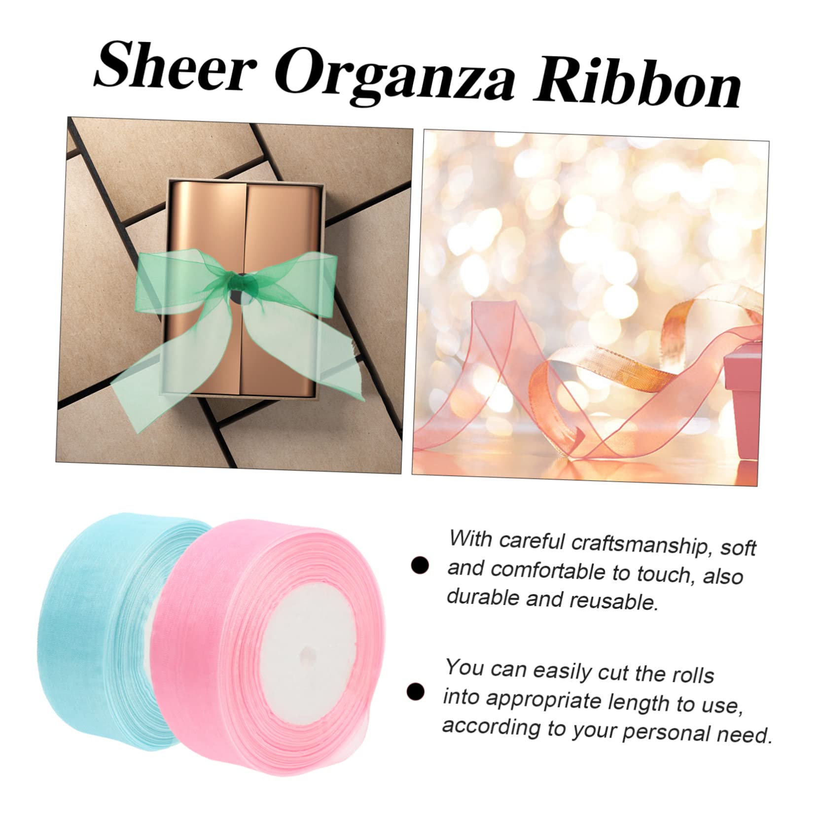 VILLCASE 3 Set Di Nastri Di Organza Trasparenti Nastri Con Frange Artigianali in Chiffon E Raso Fatti A Mano Per Artigianato 4 * 3