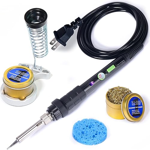 YIHUA Paquete de soldador manual 947-III con kit de limpieza #08B con soporte para hierro, kit de limpieza de soldadura y accesorios (5 artículos)