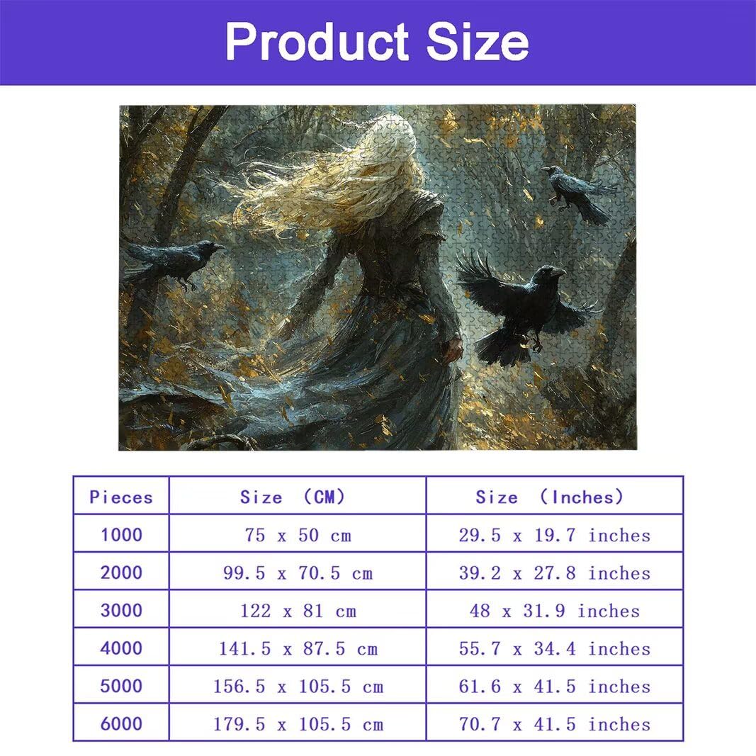 7041 Puzzle 1000 elementów, czarownica 1000 elementów dla dorosłych, drewniane puzzle na Halloween, dla rozrywki w domu, trudne puzzle, dla całej rodziny, dekoracja ścienna, prezenty, 7041