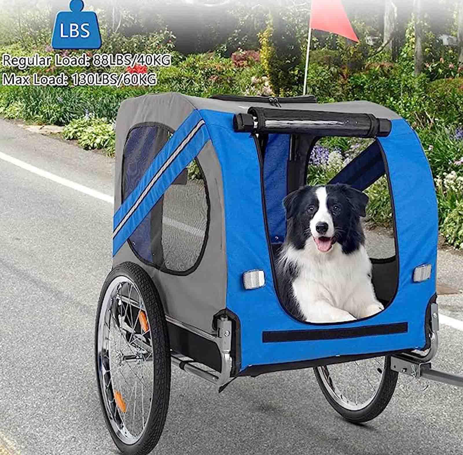FAXIOAWA Rimorchio per Bici per Cani, Rimorchio per Cani Carrello per Animali Domestici per Bicicletta con Attacco Universale, Portabici Pieghevole per Carro per Cani con Sgancio Rapido (D)